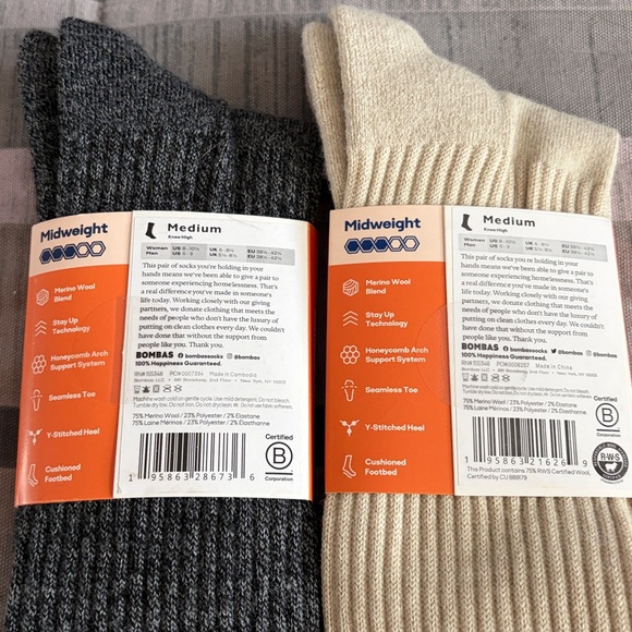 Bombas Merino Wool Blend Knee Highs NWT size Medium - Picture 3 of 4